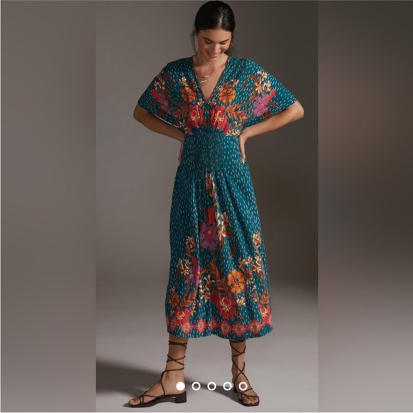 Anthropologie Dresses & Skirts - Bl^nk London x Anthropologie The Tatiana Kaftan Boho Blue Red One Size Blank